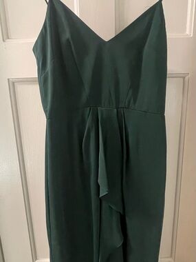 Gianni Bini Dark Green V-Neck Midi Slip Dress